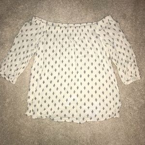 Off the shoulder cream patterned top